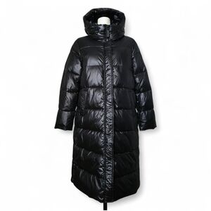 Sanctuary Shiny Black Hooded Puffer Jacket